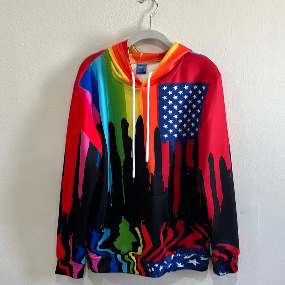 LAIDIPAS Hoodie Unisex, Medium, drawstring, kangaroo pouch. Paint drip design